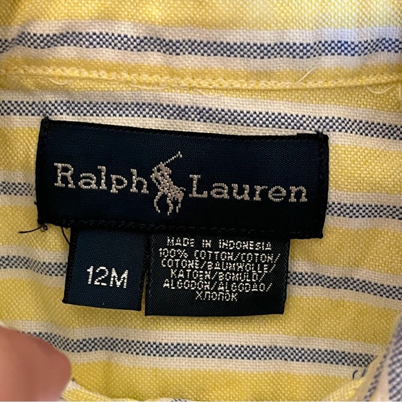 Kids 12 months Ralph Lauren yellow stripe button down - Picture 4 of 5
